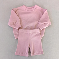 Ensemble de sweat-shirts pour enfants printemps-automne, style européen et américain, col rond, coupe ample, coton éponge, couleur unie, vêtements décontractés