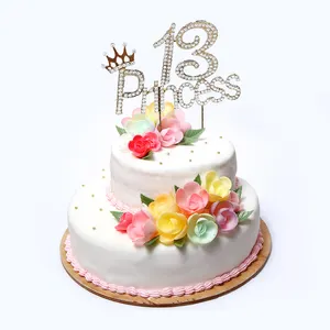 Topper de gâteau en acrylique avec numéro, décoration de fête  d'anniversaire, couleur or/noir/argent/