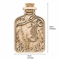 Kit de Bricolage en Bois Thème Océan pour Peinture et Artisanat, Bouteille à Message Faite Main, Décoration, Activité Artistique pour Enfants, Cadeau