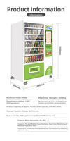 Distributeur automatique de snacks et de boissons à écran tactile, avec refroidissement par compresseur, options de paiement multiples et lecteur de cartes, en promotion