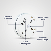 Multiprise Rétractable Industrielle OEM pour Hôpitaux, Prise d'Extension Multi-Prises avec 3 Ports USB, Câble de 2,8 m, Protection Contre les Surtensions 110V-250V