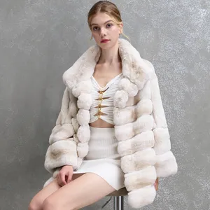 Fabrika yüksek kalite konfor kış mont kürk ceket kabarık kürk şal yaka kısa kadın kış ceket Faux kürk