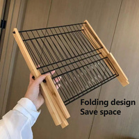 Égouttoir à vaisselle pliable en acier, plastique et bambou pour cuisine, support de rangement de comptoir, personnalisable, conception OEM, organisation de cuisine