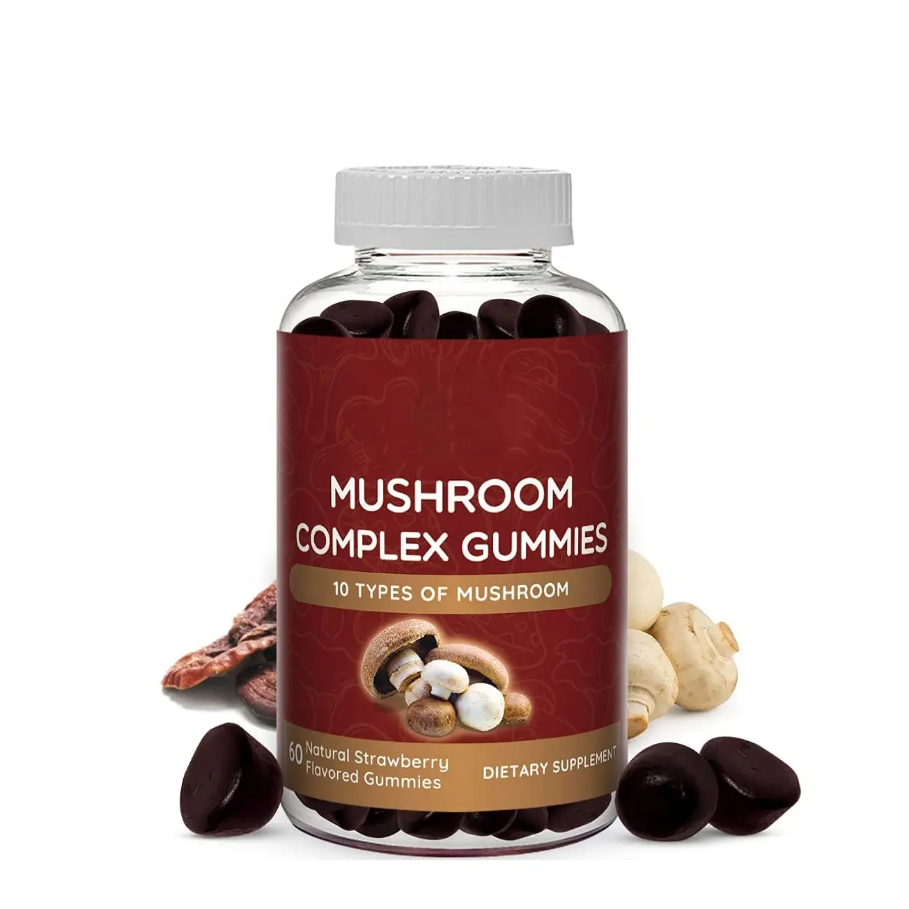 OEM/ODM Mushroom Complex Gummies Rich in Immunity Vitamins Minerals and Antioxidants 60 Counts