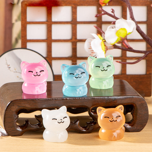 Adornos de Resina Ecológicos con Temática Kawaii en <span class=keywords><strong>3D</strong></span>, Decoraciones Luminosas de Gatitos de Dibujos Animados para Escritorio y Coche - Product Image 1
