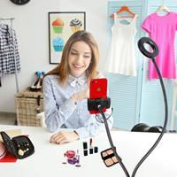 Support de téléphone portable Tianmei 3,5 pouces (9 cm) flexible avec anneau lumineux pour diffusion en direct / maquillage, style clip de table