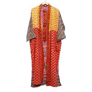 Kimono de Seda India, Estilo Sari, Sólido o Floral Vintage, Túnica Larga para Mujer, Ropa de Dormir, para Damas de Honor, Maternidad, Estilo Bohemio, Bata de Baño, Vestido de Verano Suave - Product Image 6