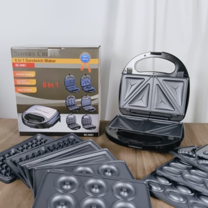 <span class=keywords><strong>Piastra</strong></span> Multifunzione 6-in-1 per Sandwich, Waffle e Panini <span class=keywords><strong>con</strong></span> Piastre Antiaderenti Rimovibili, Stazione Colazione Compatta - Product Image 6