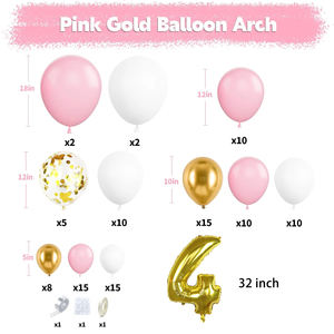 طقم قوس بالونات جديد لعام <span class=keywords><strong>2025</strong></span> من اللاتكس اللامع باللون الوردي والذهبي والأبيض، زينة لأعياد الميلاد من 0-9 وحفلات الزفاف - Product Image 5