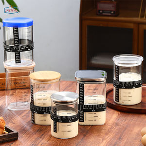 खट्टा स्टार्टर जार किट बड़े खट्टा स्टार्टर ग्लास जार के साथ डेट चिह्नित फीडिंग बैंड थर्मामीटर स्पैटुला कपड़ा कवर - Product Image 1