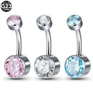 G23 टाइटेनियम आंतरिक लड़ी Bezel ओपल जिक्रोन नाभि भेदी पेट के छल्ले डबल गहना पेट बटन के छल्ले शरीर के गहने - Product Image 3