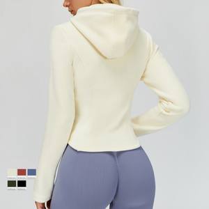 Veste de yoga pour femmes en gros, fermeture éclair intégrale, respirante, coupe-vent, tissu épais et chaud avec poches pour la salle de sport et le fitness - Product Image 3
