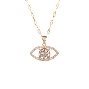 <span class=keywords><strong>Collar</strong></span> De Acero Inoxidable No se desvanece <span class=keywords><strong>Collar</strong></span> De Acero Inoxidable Ojo De Circón Giratorio <span class=keywords><strong>Collar</strong></span> De Cadena De Clavícula De Acero De Titanio - Product Image 5