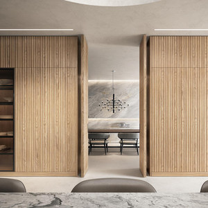 Set Completo di Mobili da <span class=keywords><strong>Cucina</strong></span> di Lusso in Melamina Personalizzabile con Isola, Design Moderno - Product Image 4