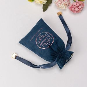 Custom Logo Velvet Jewelry Bag Gift Packaging <b>Drawstring</b> <b>Pouch</b> - Product Image 4