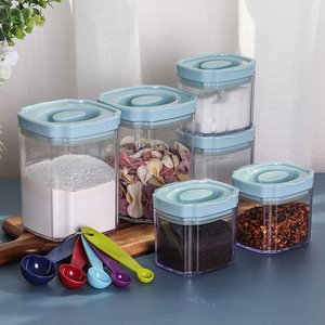 11 Pieces Crystal Clear Airtight Plastic Pantry Organization Food Fridge Storage Container Set with Measuring Spoon