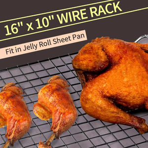 2-Pack 16x10 Inches Silver <strong>Thick</strong> Wire Cookie Cooking Roasting <strong>Grilling</strong> Drying Baking Rack - Product Image 4