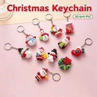 Porte-clés de Noël Jincan 2026 mignon, pendentif Père Noël, design arbre, cadeau pour petite entreprise, en PVC souple, impression numérique