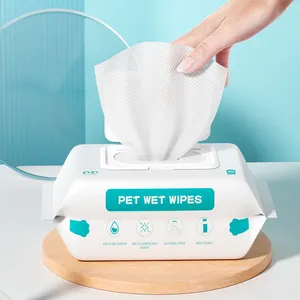 Descartável não tecido Álcool Livre Dog Pet Tear Stain Remover Pet Wipes 100% Compostable pet toalhetes molhados para patas Body Butt