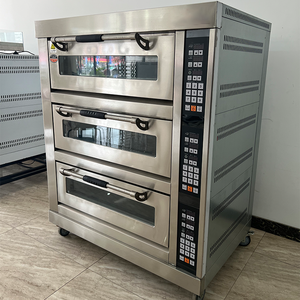 فرن خبز تجاري يعمل بالغاز من الفولاذ المقاوم للصدأ، سعة كبيرة، ثلاث طبقات، ست صواني، محمول لخبز الخبز والمكسرات والذرة، 220 فولت، جديد - Product Image 4