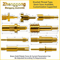 Pogo Pin télescopique à ressort en laiton plaqué or, usiné CNC sur mesure, usinage par électroérosion à fil, fileté moleté, pour PCB