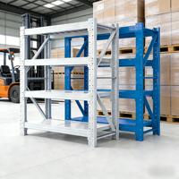 Étagère de rangement pliable à 4 niveaux en acier laminé à froid, sans boulons, légère, avec revêtement en poudre anti-rouille, pour mezzanine, réglable