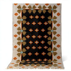 ITHL Handmade Geometric Modern Stain Resistant Kilim Rug Wool Acrylic Rectangle Flat Pile Living Room Area Rug - Product Image 1