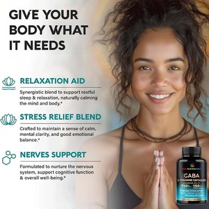 기분 지원을위한 OEM <span class=keywords><strong>GABA</strong></span> 및 L-테아닌 보충 교재 150mg L-테아닌 캡슐 지원 진정 - Product Image 2