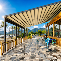 Auvent de terrasse rétractable électrique en PVC avec toit ouvrant, cadre en aluminium, télécommande, imperméable