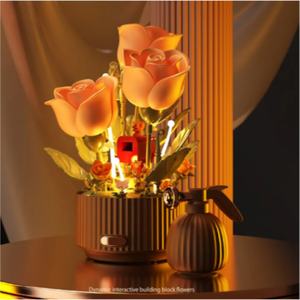 Ramo de Flores de Bloques de Construcción LED Interactivos Más Vendido, con Rociador Remoto y Luz Ambiental para Decoración del Hogar y Regalos al por Mayor - Product Image 1