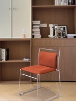 Chaise de salle à manger Bauhaus moderne et minimaliste, empilable et durable, avec revêtement en lin de qualité supérieure, idéale pour la maison, les bars et les îlots.