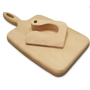 木製キッズチョッパーセットまな板と安全な木製キッズナイフ子供用ナチュラルシックナイフ