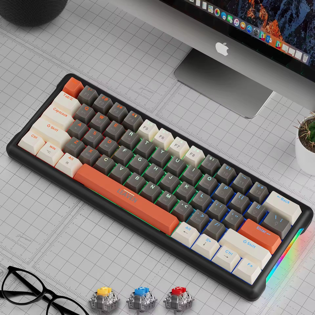 Gamer Keyboard 61 Keys Wireless Mechanical Keyboard Mini Three-Mode for Bluetooth Keyboard Hot-swap for Game Laptop PC