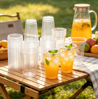 Gobelets en plastique PP transparents jetables empilables en gros, légers, pour boissons froides, jus, fêtes et restaurants