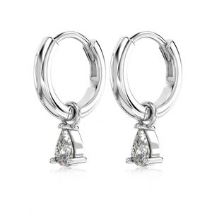 Dylam Manufacturer Classic Style Women Dress up Fine Fashion Jewelry S925 <b>Silver</b> Pear-shaped 5A Zirconia Glossy <b>Hoop</b> Earrings - Product Image 1