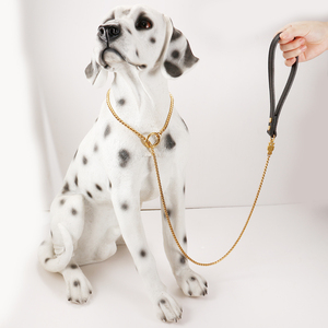 Correas de cuero auténtico para perros, collares de lujo de acero inoxidable, alta calidad, fabricante de China, 2022 - Product Image 1