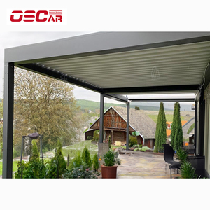 Pergola de jardin extérieure en aluminium avec capteur vent et pluie, porte vitrée, toit à lames rétractables, arches et tonnelles - Product Image 3