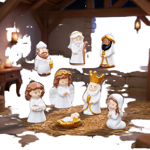 Statuine Religiose in Resina in Miniatura, Set Natività di Natale, Gesù Bambino, Angelo Dipinto a Mano, <span class=keywords><strong>Accessori</strong></span> Fai-da-Te Ecologici <span class=keywords><strong>per</strong></span> Scenografie - Product Image 1