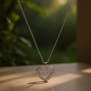 Collar con Colgante de Corazón Amy Amy, Chapado en Rodio, con Circonita Cúbica, Joyería de Moda para Mujer, para Uso Diario, Regalo - Product Image 2