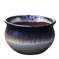 Pot de fleurs en céramique 19 cm de diamètre, respirant, style rétro, pour plantes d'intérieur et d'extérieur