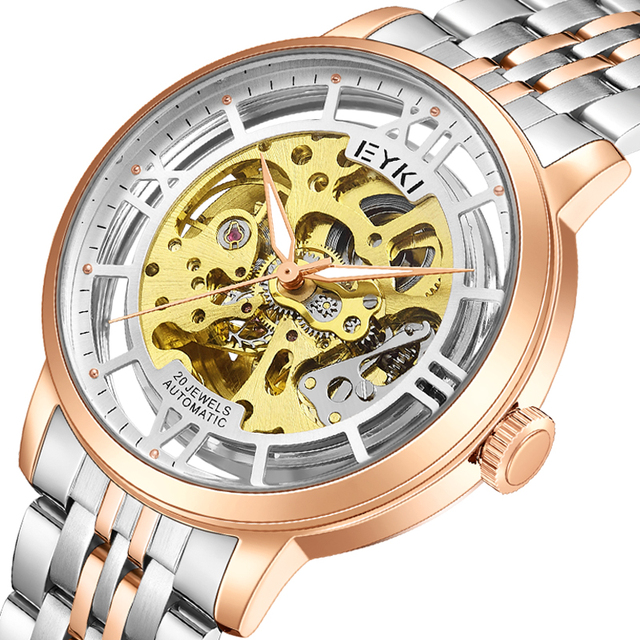 Automatic Mechanical Movement Watch Stainless Steel Band Leather Strap Mens Watches