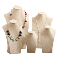 Présentoirs à bijoux en velours gris, noir et vert pour colliers, bustes de présentation de bijoux, mannequins pour vitrine de bijouterie