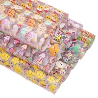Feuilles de cuir synthétique transparentes en PVC imprimées sur mesure 30CM*120CM, motifs de dessins animés, fleurs, étoiles, poissons, accessoires pour sacs, canapé