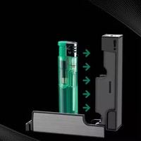 Boîte à briquet automatique en métal de luxe portable Étui à cigarettes en plastique de conception carrée avec fonction de rangement Briquet réel