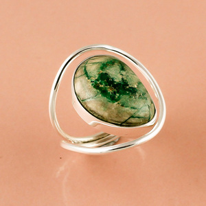 Anillo de Plata de Ley 925 hecho a mano para mujer, con piedras preciosas de serafinita natural, exportador de joyería fina - Product Image 3