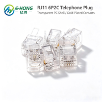 Connettore RJ11 6P2C in Plastica PC ad Alta Resistenza, Trasparente, Modulare per Telefoni Fissi, Citofoni e Sistemi di Sicurezza