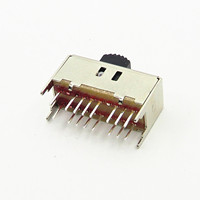 Interrupteur coulissant vertical KD 4P3T DPDT plaqué argent 0,3A 50V DC avec durée de vie de 10 000 cycles pour applications électriques marche/arrêt de guitare