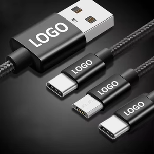 Logo personalizzato in Nylon intrecciato 2A 3-in-1 cavo di ricarica <span class=keywords><strong>USB</strong></span> veloce universale multifunzione 3 in1 cavo caricabatterie per stampante cellulare 1.2M - Product Image 2