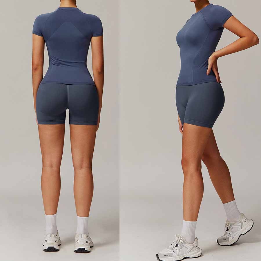 Seamless Ribbed Yoga Set Women Three Piece Workout Outfit Quick Dry Tight Fit Running Sportswear Fitness Gym Clothes