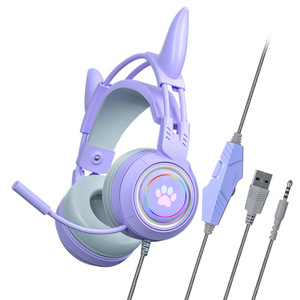 Biểu Tượng Tùy Chỉnh Và Màu Sắc Mới LED Có Dây Mèo Tai Nghe Chơi Game Stereo Âm Thanh PC Máy Tính Tai Nghe Cho Thể Thao Nghiên Cứu Tương Thích PS4 - Product Image 4